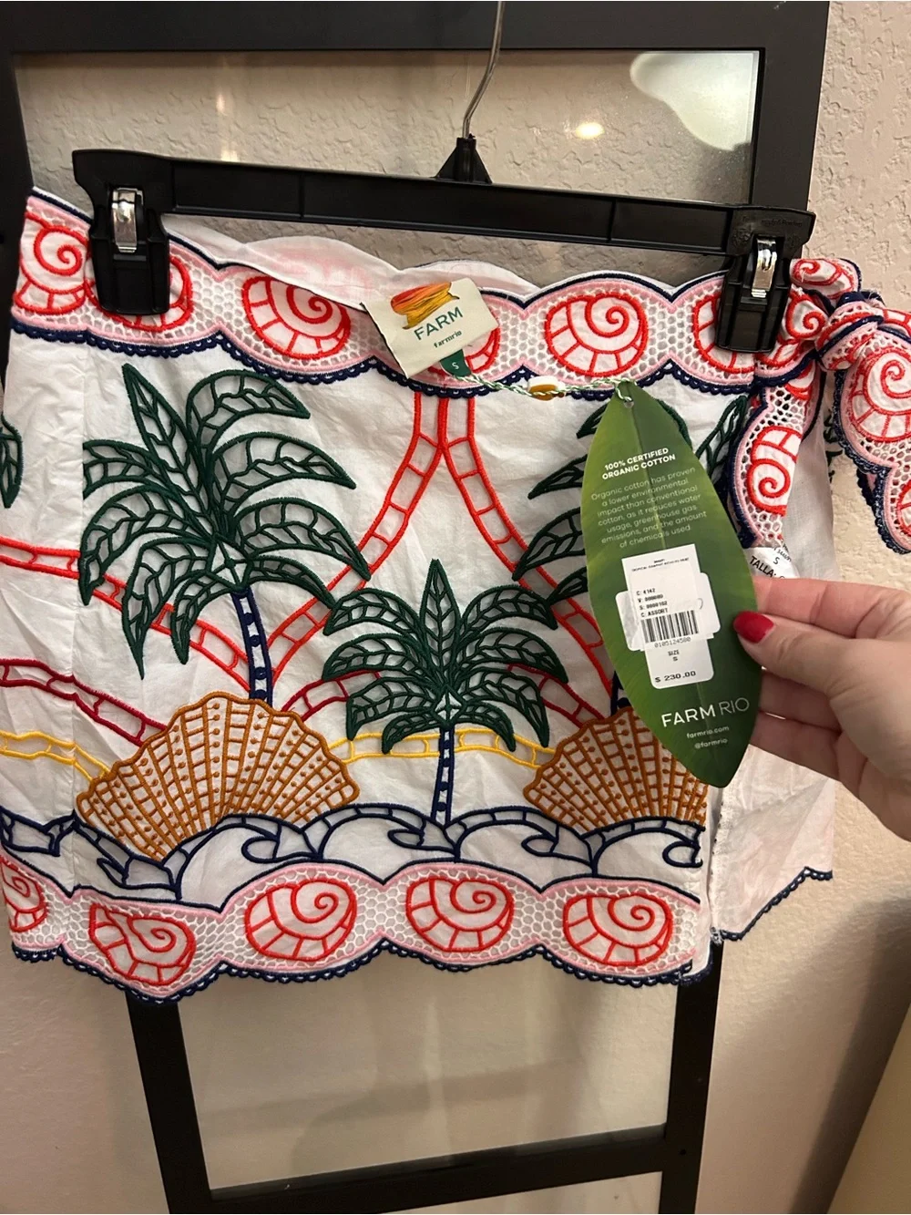 NWT Farm Rio Tropical Graphic Richelieu Mini Wrap Skirt Coverup Palm Trees